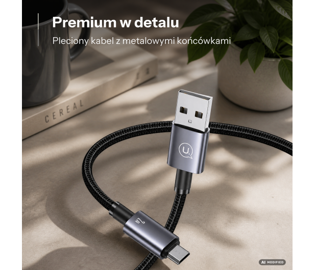 USAMS Kabel USB na Micro-USB 2A 1,2m Fast Charging stalowy - 1569049 - zdjęcie 2